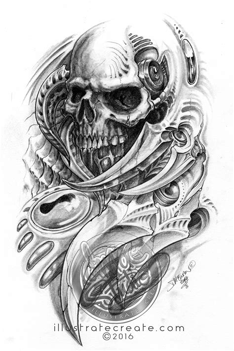 Aggregate More Than 107 Biomechanical Skull Tattoo Design Best Poppy