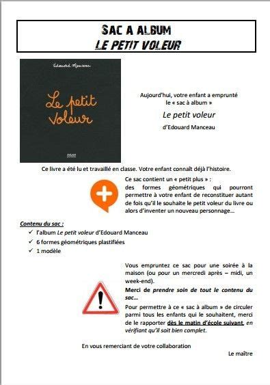 Sac à album Le petit voleur chez Pierrick  école petite section