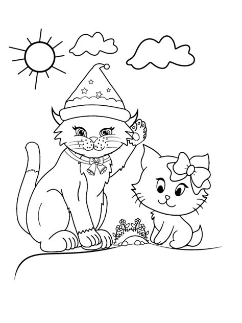 Mother Cat And Kitten Outdoor Färbung Seite Kostenlose Druckbare