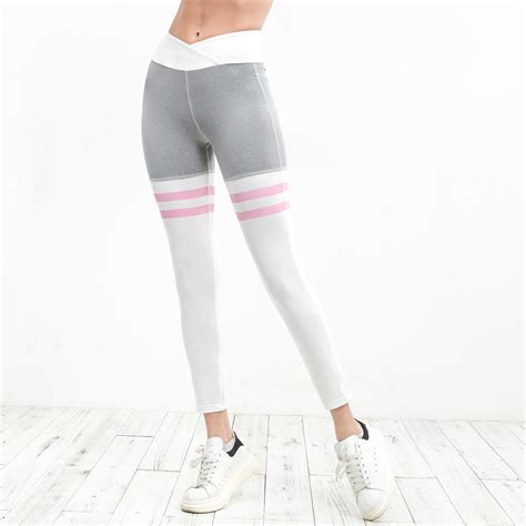 Fashion New Webstripeed Printed Sporting Leggings Women Workout Fitness
