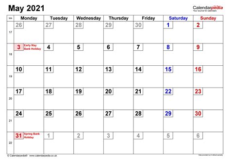 The word and excel are the perfect editable calendars, while the may 2021 simple and blank calendar with notes is one of the best printable templates. Calendar May 2021 UK with Excel, Word and PDF templates