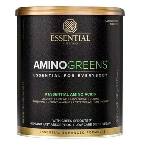 Amino Greens 240G 30 Doses Essential Nutrition Aminoácidos Essenciais
