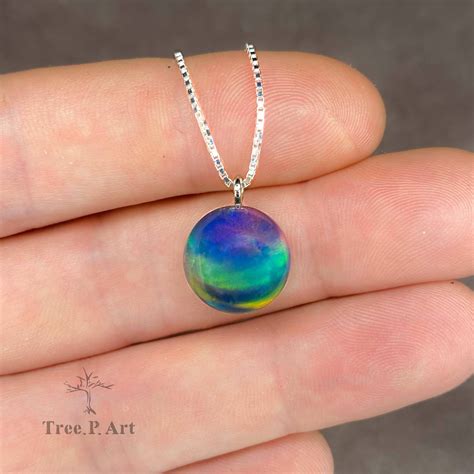 Rainbow Opal Necklace Lab Created Opal Eco Friendly Jewelry Etsy