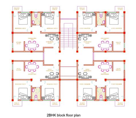 1 Bhk And 2 Bhk Apartment Floor Plan Dwg File Cadbull