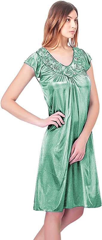 Ezi Womens Nightgowns1 Satin Silk Roses Nightgown At Amazon Womens
