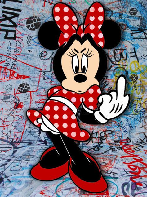 Minnie Mouse Finger Pop Art Graffiti 1 Pintura Por Tony Rubino Artmajeur