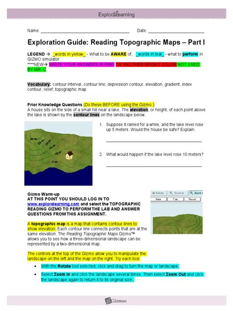 Gizmo of the week reading topographic maps gizmo answer key hr diagram. Topographic Map Reading Worksheet Answer Key - A Worksheet ...