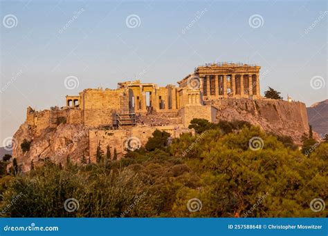 Athens Panoramic View During Sunset Of The Parthenon Of The Acropolis