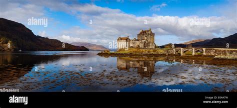 Panoramic Image Of Eilean Donan Castle Scotland Uk Stock Photo Alamy