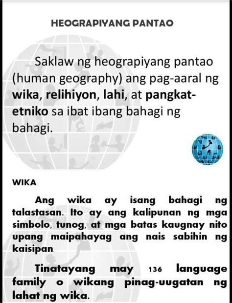 Ano Ano Ang Saklaw Ng Heograpiyang Pantao Ng Lahi Brainlyph