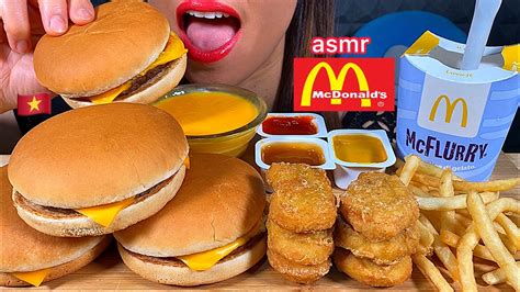 Eating Mcdonald S Feast Cheeseburgers Chicken Nuggets Fries Oreo Mcflurry Asmr Sounds Asmrhd