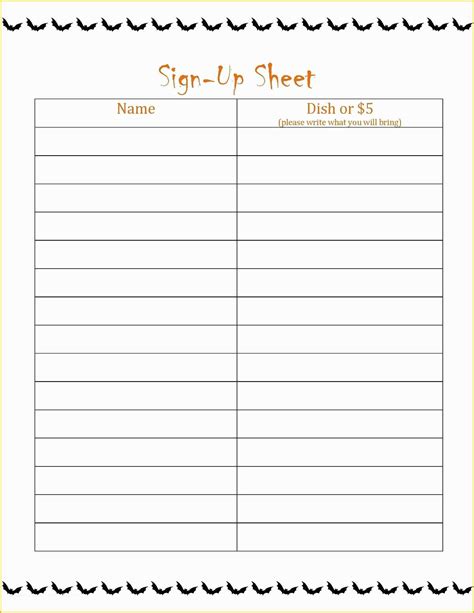 Free Sign Up Sheet Template Of Free Printable Sign Up Sheet Printable