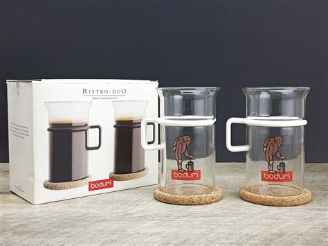 Reserved Bodum Bistro Glass Coffee Mugs Monkey Design Tall Bodum