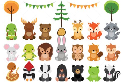 Woodland Baby Animals Clipart Graphic By Clipartisan · Creative Fabrica