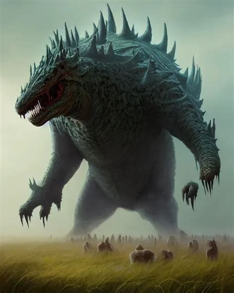 Concept Art Of A Massive Kaiju Creature Hybrid Stable Diffusion
