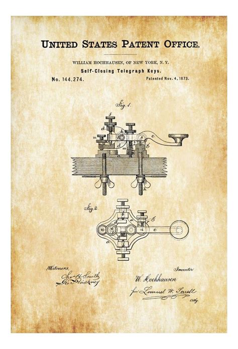 Telegraph Keys Patent Patent Print Wall Decor Telegraph Poster