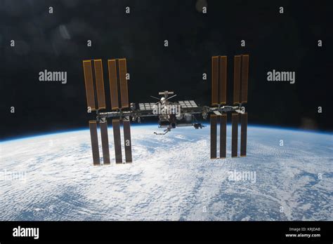 Sts 133 International Space Station After Undocking 1 Stock Photo Alamy