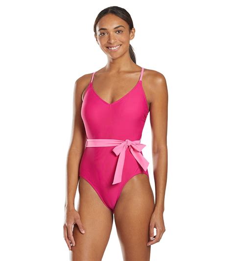 club swim clubswim noelle wrap one piece swimsuit deep fuchsia pink medium