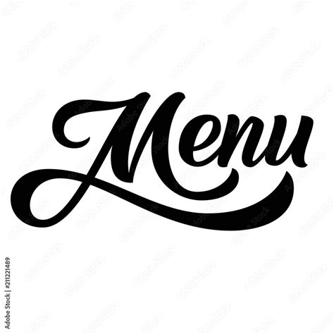 Menu Hand Lettering Brush Calligraphy Isolated On White Background