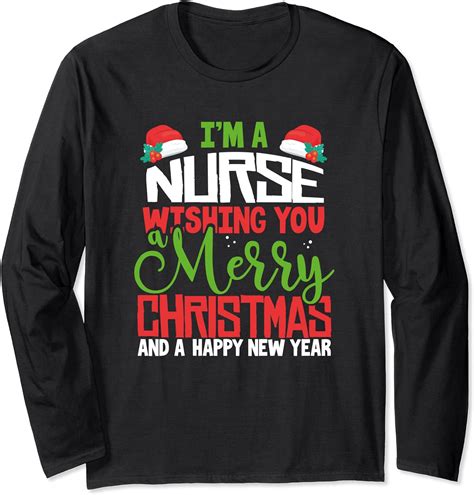 Nurse Christmas Holiday Scrubs Medical Nursing Women T Long Sleeve T