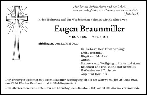 Traueranzeigen Von Eugen Braunmiller Augsburger Allgemeine Zeitung