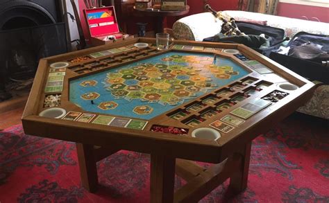 I've had quite a few comments about my gaming table so i thought i would do a post to show how it was designed and made! This DIY Settlers of Catan gaming table is game room #goals | Offbeat Home & Life