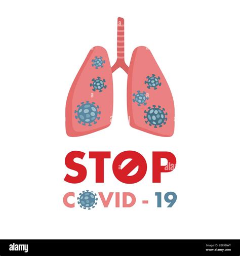 Pare Covid 19 Cartel De Alerta De Salud Con Pulmones Humanos