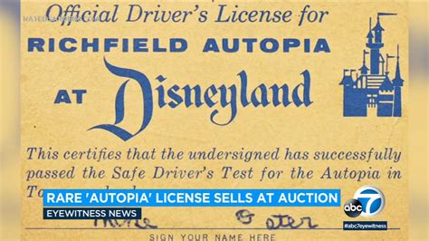 Rare Autopia Drivers License Signed By Walt Disney And From 1955