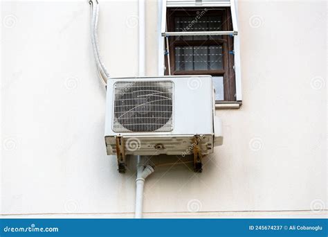 Split Air Conditioner Outdoor Unit Hung Outside The Building Stock
