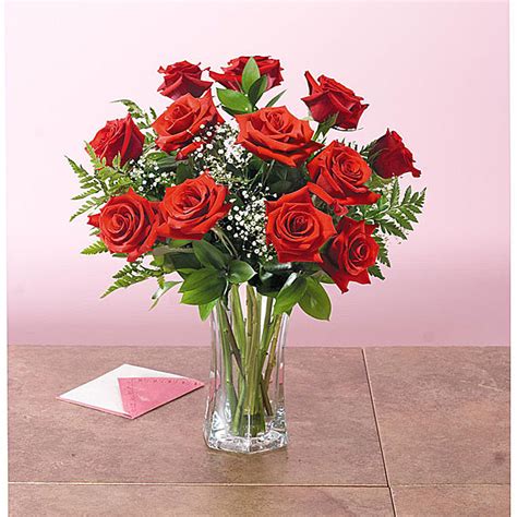 Bouquet Of Long Stemmed Red Roses One Dozen 12370378 Overstock