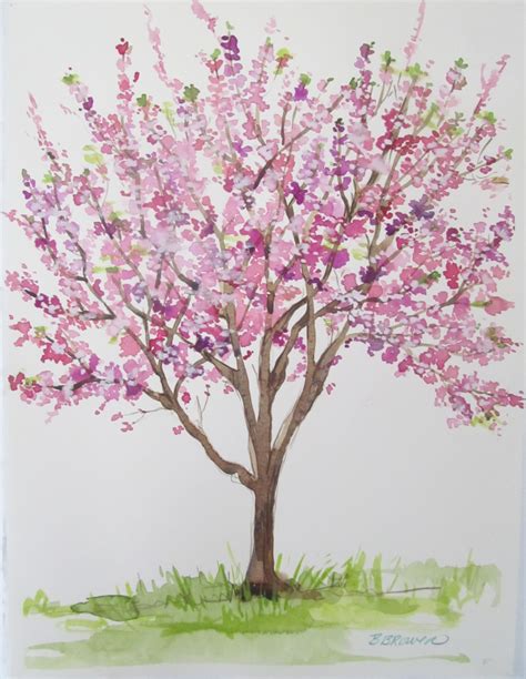 Beauty Of Watercolor Cherry Blossom Tree Visarts