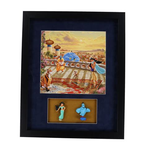 Thomas Kinkade Aladdin Custom Framed Print Display With 2 Aladdin Figures Pristine Auction