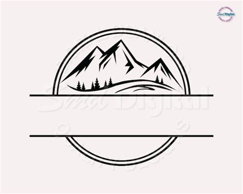 Mountain Monogram Svg Geometric Frame Svg Split Name Frame Etsy