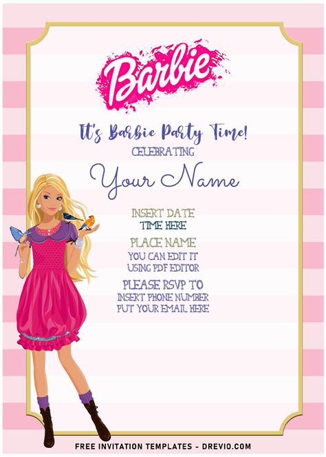 Free Editable Pdf Cute Barbie Big City Dream Birthday Invitation