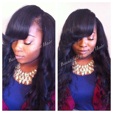 Trad Sew In Installation Small Leave Out Deep Bang Black Hairstyles