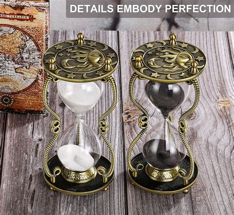 Suliao Hourglass Sand Timer 60 Minutesun And Moon Engraving Brass Sand