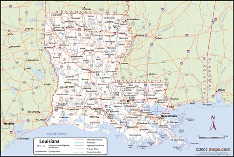 Louisiana Wall Map With Counties By Mapsales