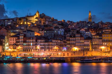 Fonds Decran Portugal Maison Quai Porto Nuit Réverbère Villes