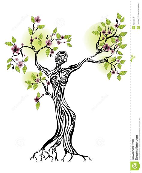 Female Silhouette Tree Of Life Spring Tree With Women Silhouette