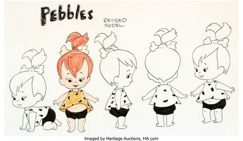 The Flintstones Baby Pebbles Model Sheet Art Hanna Barbera Lot
