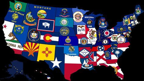 Usa State Flag Map Map Of The Usa With Their States Flags
