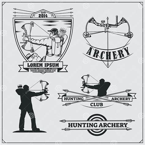 Set Of Archery Sports Emblems Labels And Design Elements Stock Vector