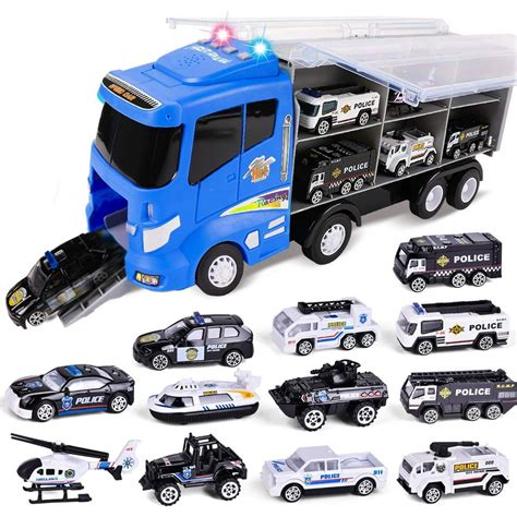 Fun Little Toys 12 In 1 Die Cast Police Car Toy Truck Toy Set In