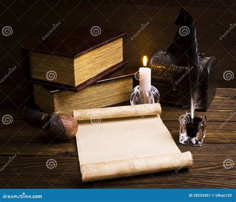 Old Papers And Books On A Wooden Table Stock Image Image Of Table