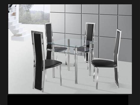 Square glass dining table for 4. Square clear & chrome glass dining table and 4 chairs ...