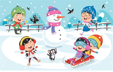 Winter Drawing With Cartoon Character 2825013 Vector Art At Vecteezy