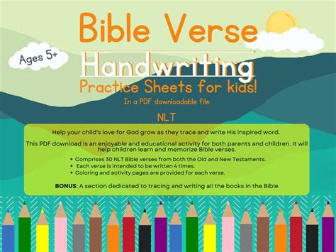 Bible Verse Handwriting Practice Sheets For Kids Etsy