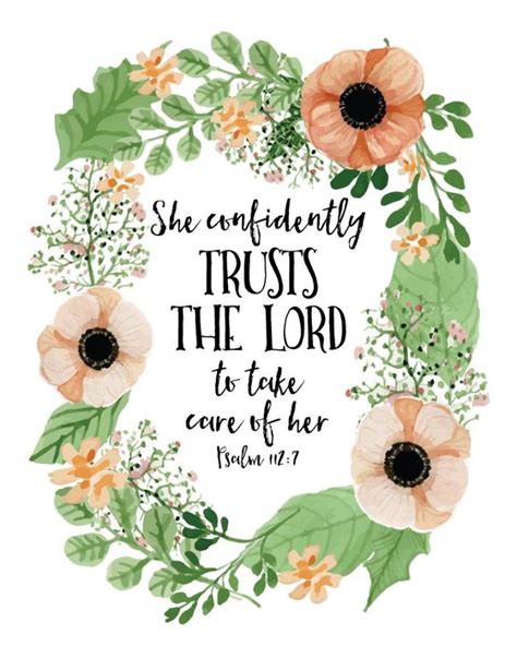Bible Verse Print She Confidently Trusts The Lord To Take Care