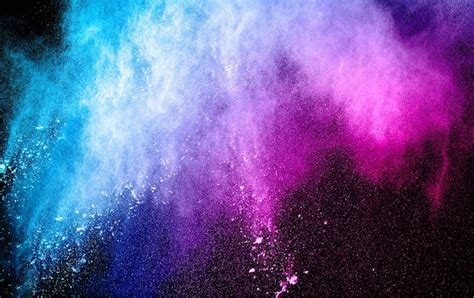 Premium Photo Blue Pink Powder Explosion On Black Background