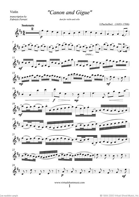 Canon In D Violin Pdf Free Sheet Music